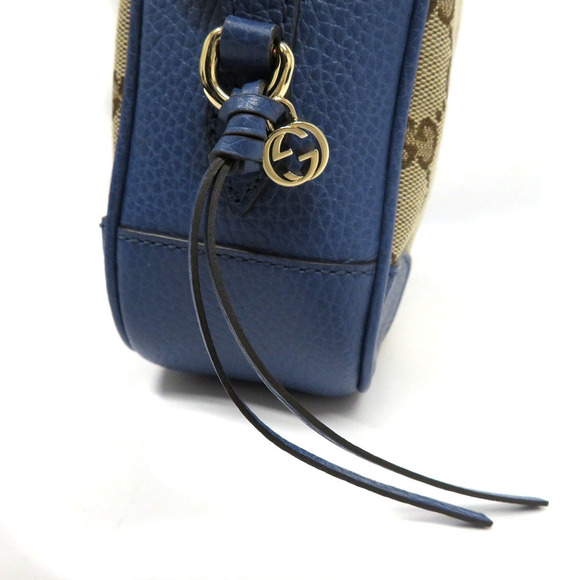Gucci Shoulder Bag Canvas GG Leather Blue - Picture 6 of 9